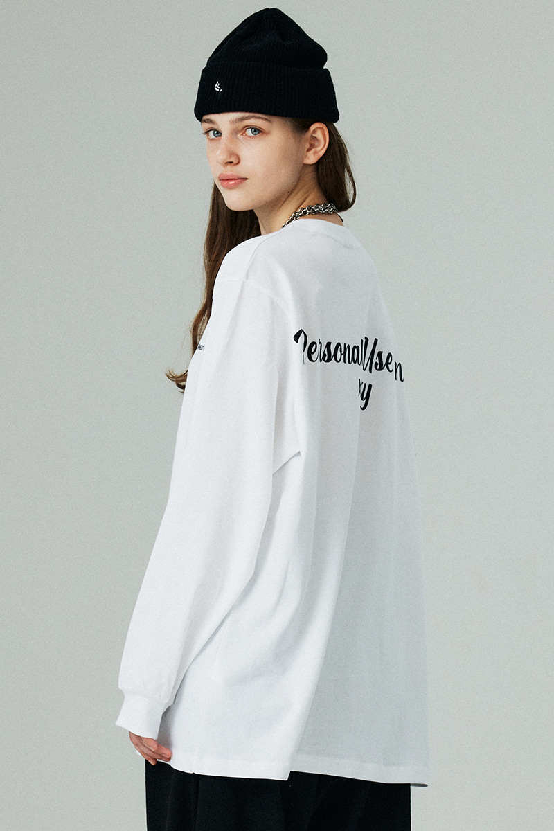 OVERFIT PERSONAL PRINTING LONG-SLEEVED T-WHITE