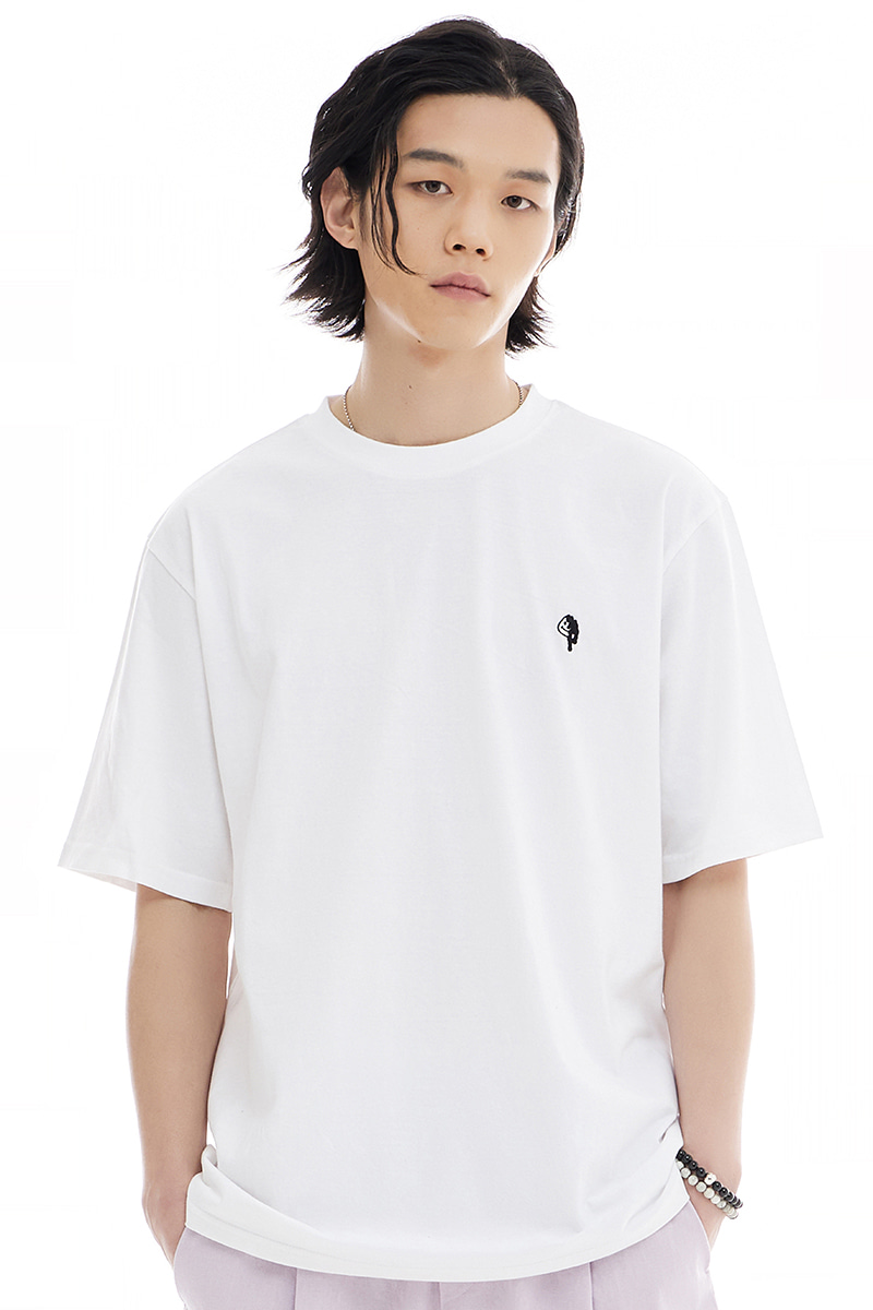 OVERFIT MARSHMALLOW POINT SHORT-SLEEVED T-WHITE
