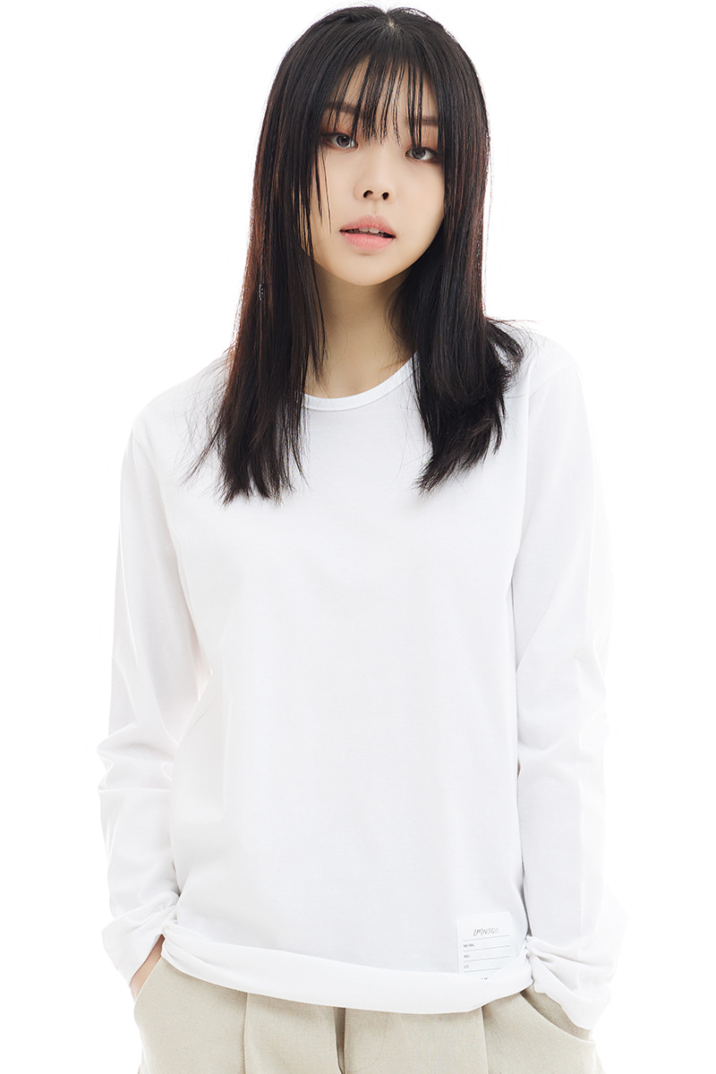 BASIC PATCH LONG-SLEEVED T-WHITE